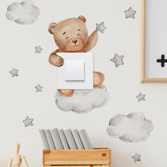 Cartoon Bear Star Switch Sticker For Kids' Room Decor