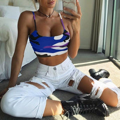 Camo Print Crop Top with Adjustable Straps