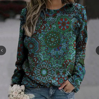 Chic Crewneck Printed Sweater