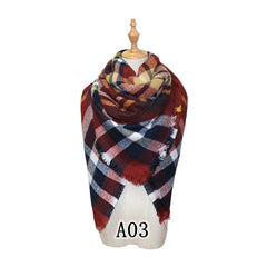 Vibrant Checkered Plush Scarf - Dual-Sided