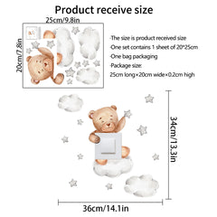 Cartoon Bear Star Switch Sticker For Kids' Room Decor