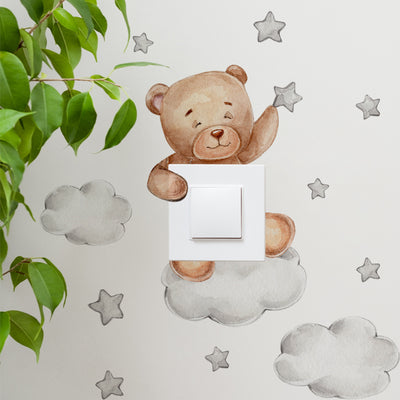 Cartoon Bear Star Switch Sticker For Kids' Room Decor