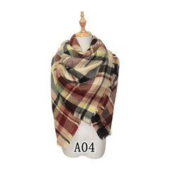 Vibrant Checkered Plush Scarf - Dual-Sided