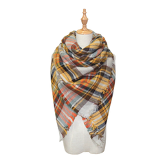 Vibrant Checkered Plush Scarf - Dual-Sided