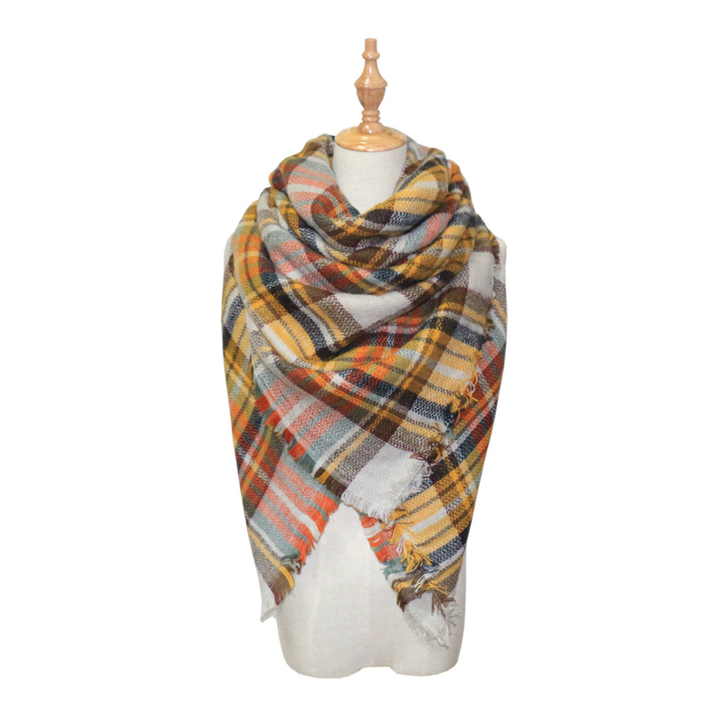 Vibrant Checkered Plush Scarf - Dual-Sided