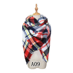 Vibrant Checkered Plush Scarf - Dual-Sided