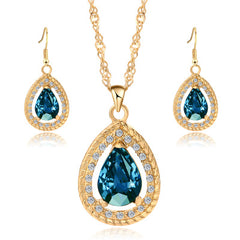 Chic Crystal Drop Necklace & Earring