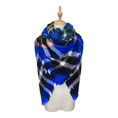 Vibrant Checkered Plush Scarf - Dual-Sided