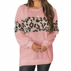 Leopard Print Long-Sleeved Sweater T-Shirt for Women