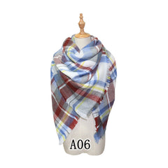 Vibrant Checkered Plush Scarf - Dual-Sided
