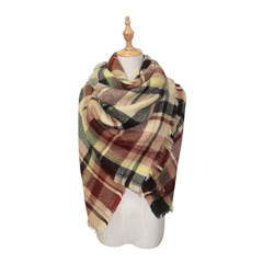 Vibrant Checkered Plush Scarf - Dual-Sided
