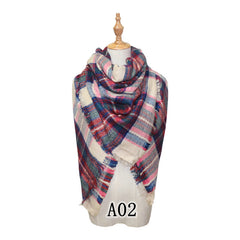 Vibrant Checkered Plush Scarf - Dual-Sided