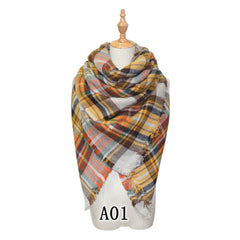 Vibrant Checkered Plush Scarf - Dual-Sided