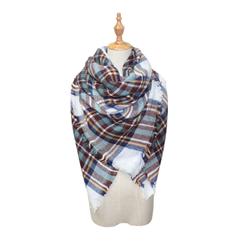 Vibrant Checkered Plush Scarf - Dual-Sided