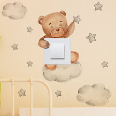 Cartoon Bear Star Switch Sticker For Kids' Room Decor