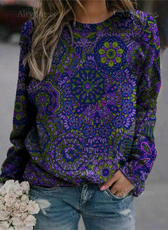 Chic Crewneck Printed Sweater