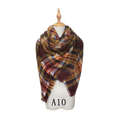 Vibrant Checkered Plush Scarf - Dual-Sided