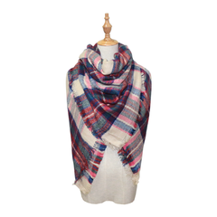 Vibrant Checkered Plush Scarf - Dual-Sided