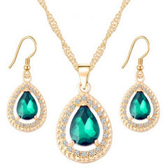 Chic Crystal Drop Necklace & Earring