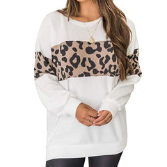 Leopard Print Long-Sleeved Sweater T-Shirt for Women