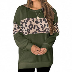 Leopard Print Long-Sleeved Sweater T-Shirt for Women